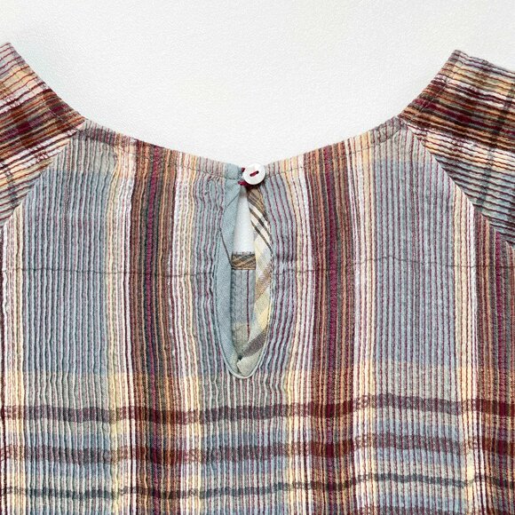 Traces Of Me Tunic Mahi Cotton Silk Plaid Dress Blue Slow Fashion Size Medium - Picture 6 of 11